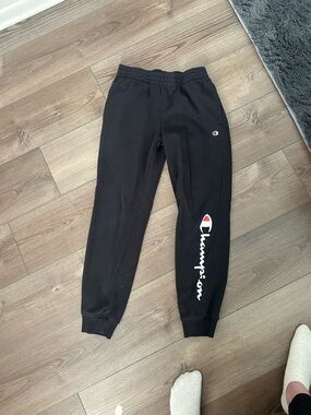 Champion Black Jogger Sweatpants with Script Logo